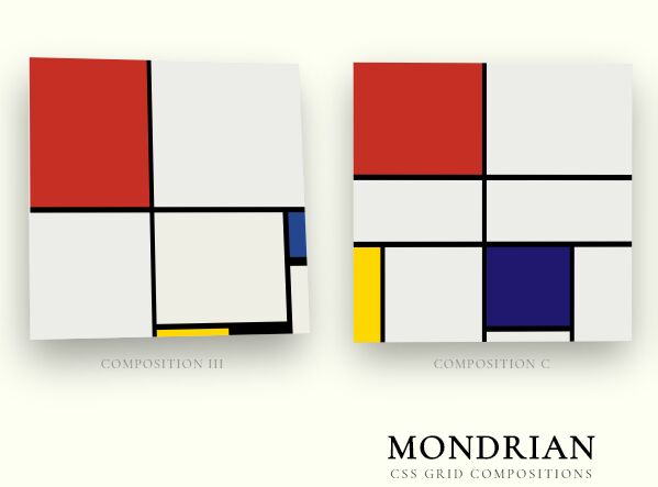3D CSS Grid Mondrian Compositions